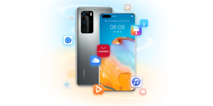 Vorder- und Rückseite von zwei Huawei-Smartphones.